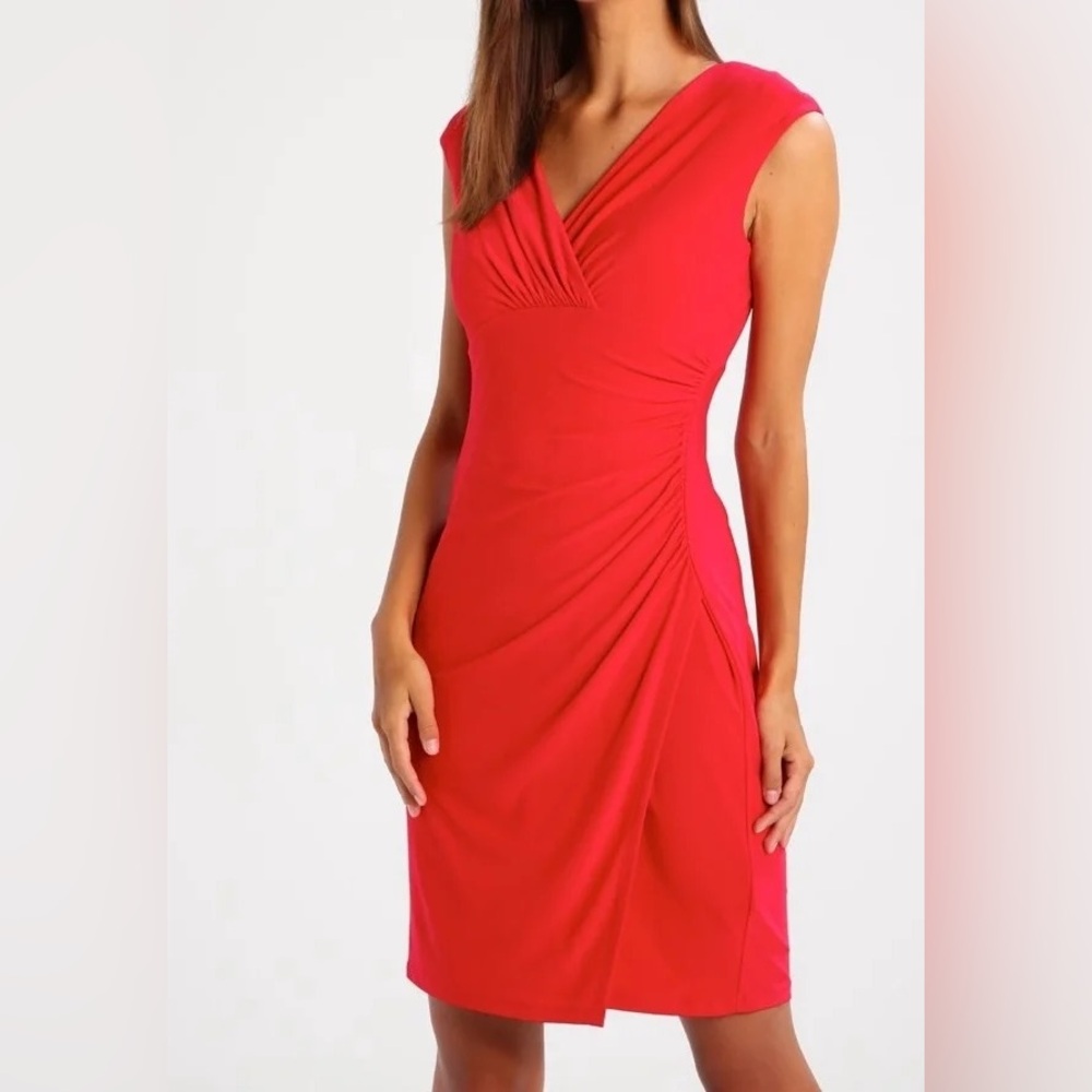 Ralph Lauren Coral Ruched Cocktail Dress NWOT